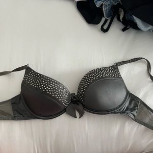 Gray Aerie studded push up bra with bow